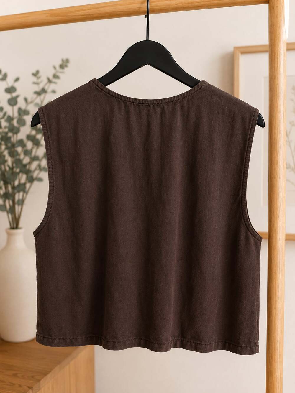Zara Black Linen-Blend Sleeveless Crop Top Size M - Picture 2 of 3